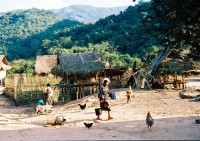 Jedna z vesnic v blzkosti prodn rezervace Nam Ha, kde se nachz tradin homestay